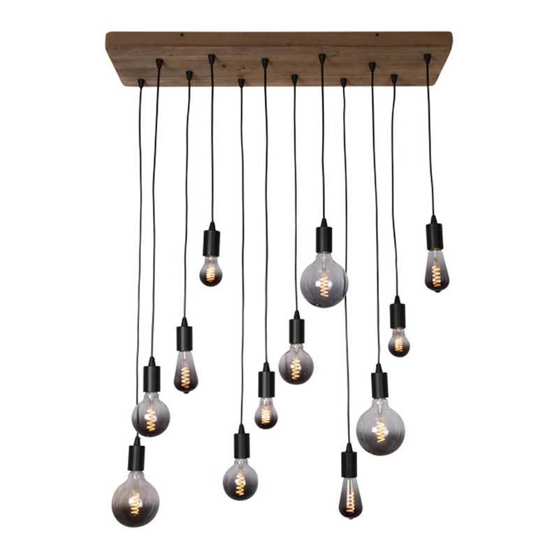Freelight Hanglamp Lenero 12 Lichts 90 x 30 cm hout zwart