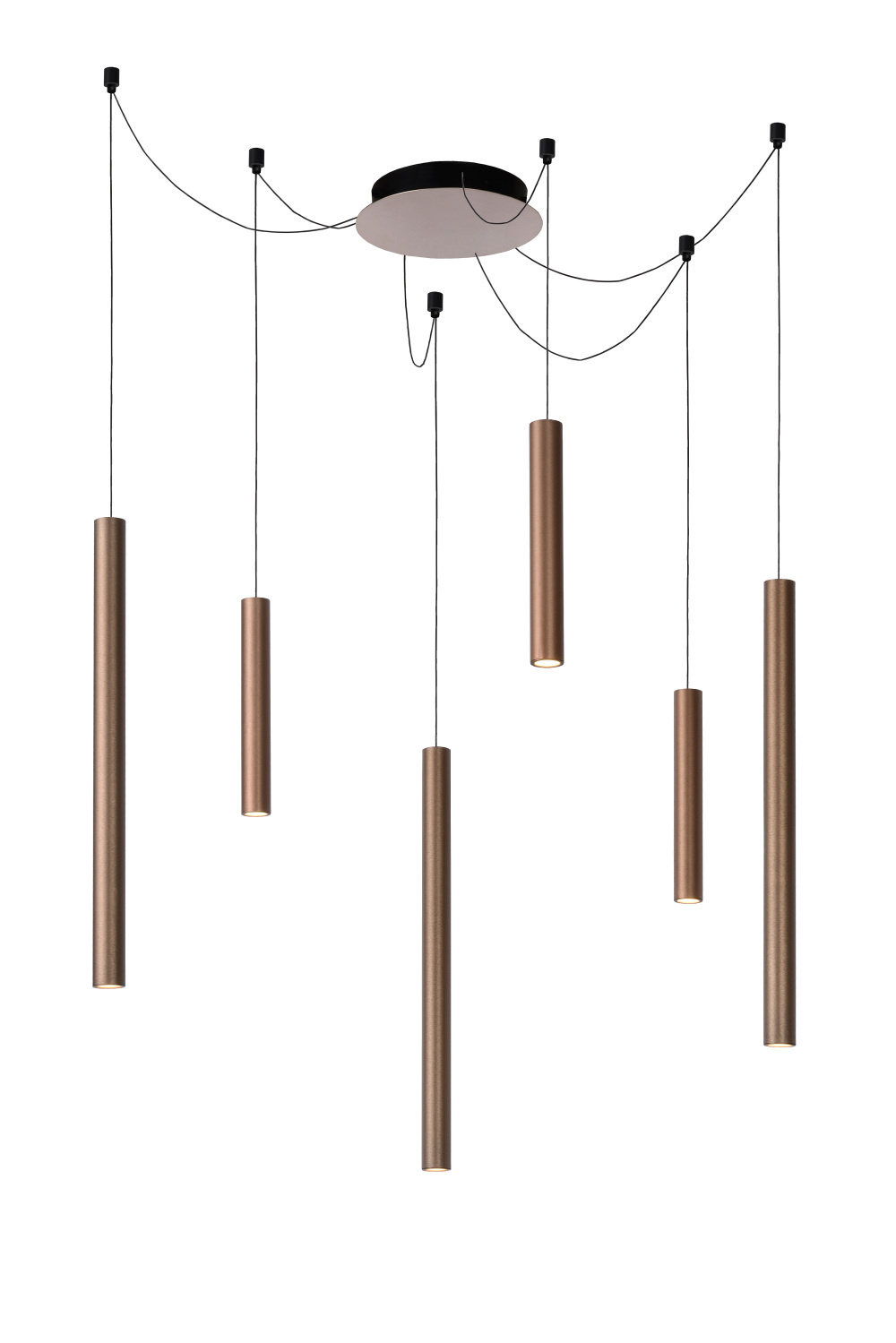 Lucide LORENZ - Hanglamp - Ø 120 cm - LED Dimb. - 6x4W 3000K - Roest bruin