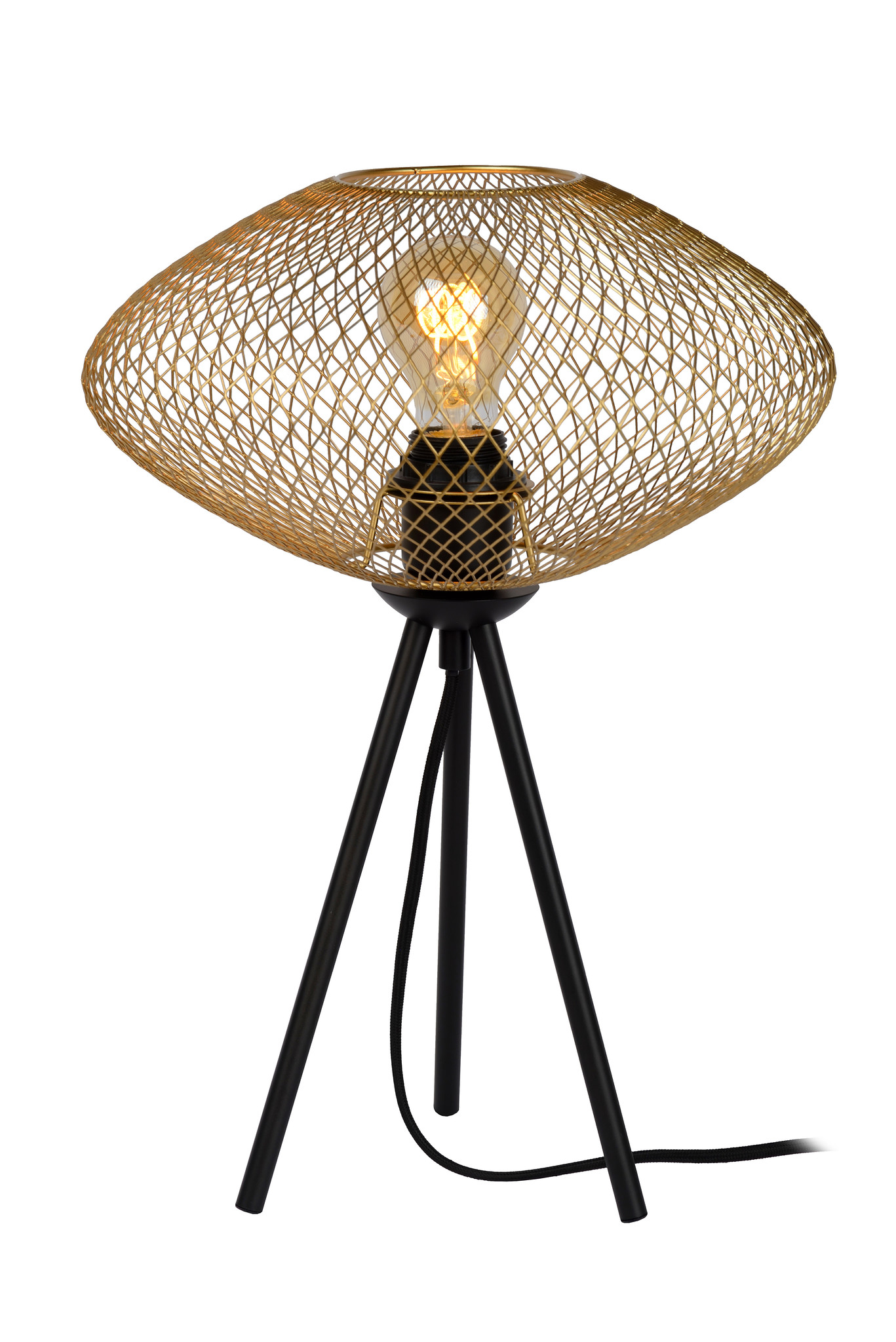 Lucide MESH - Tafellamp - Ø 30 cm - 1xE27 - Mat Goud / Messing