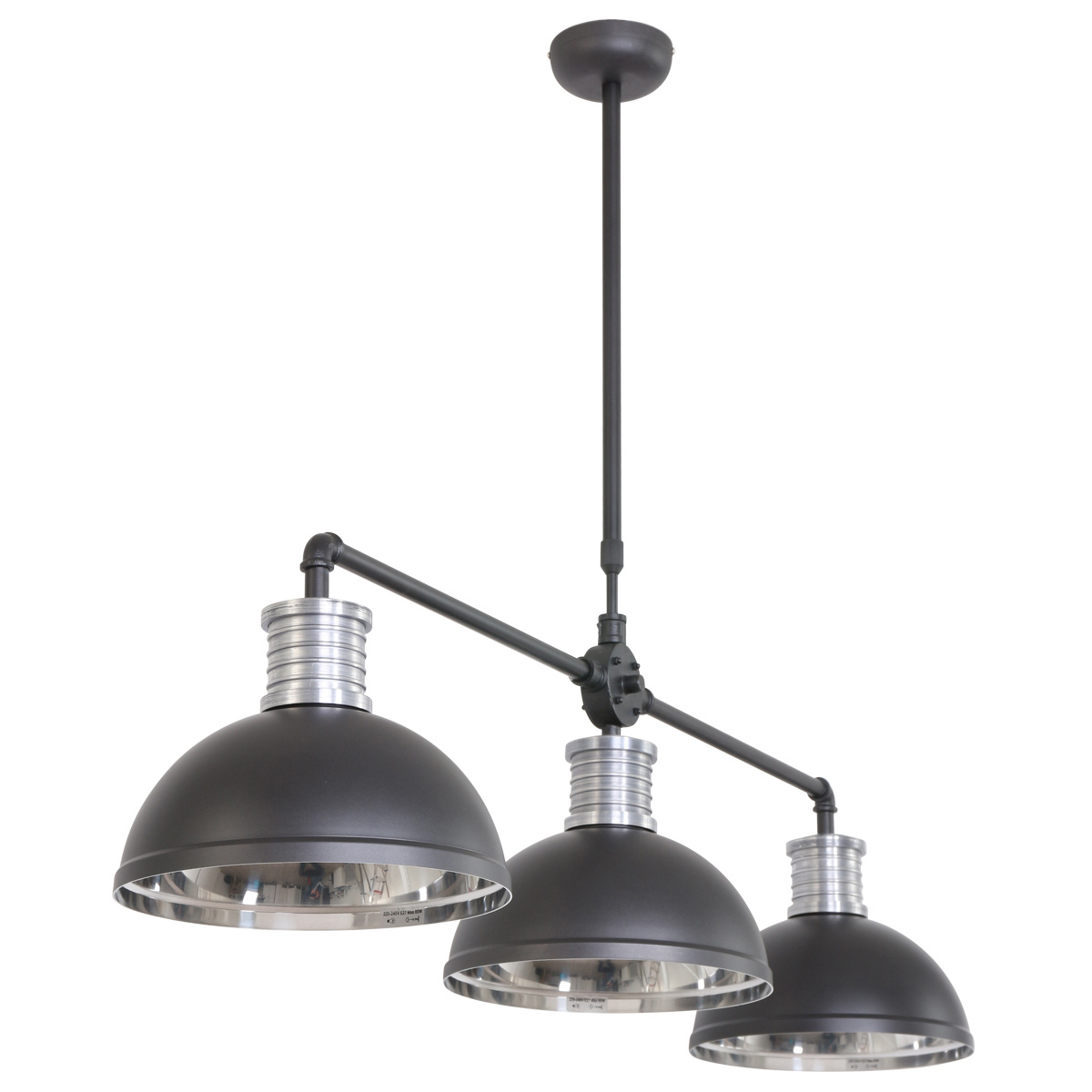Steinhauer Hanglamp industrieel brooklyn trio 7672zw zwart