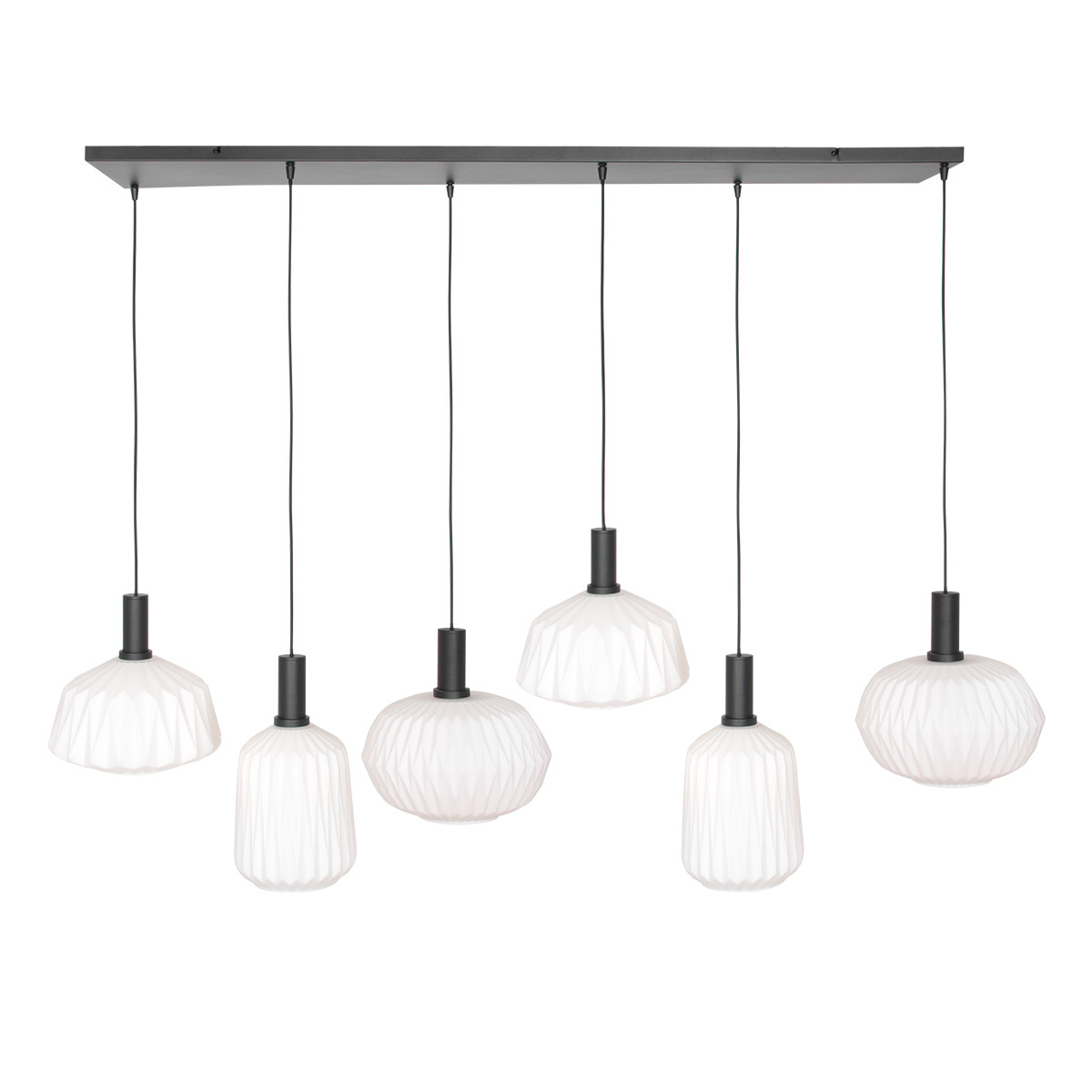Steinhauer Hanglamp verre nervure 3077zw zwart