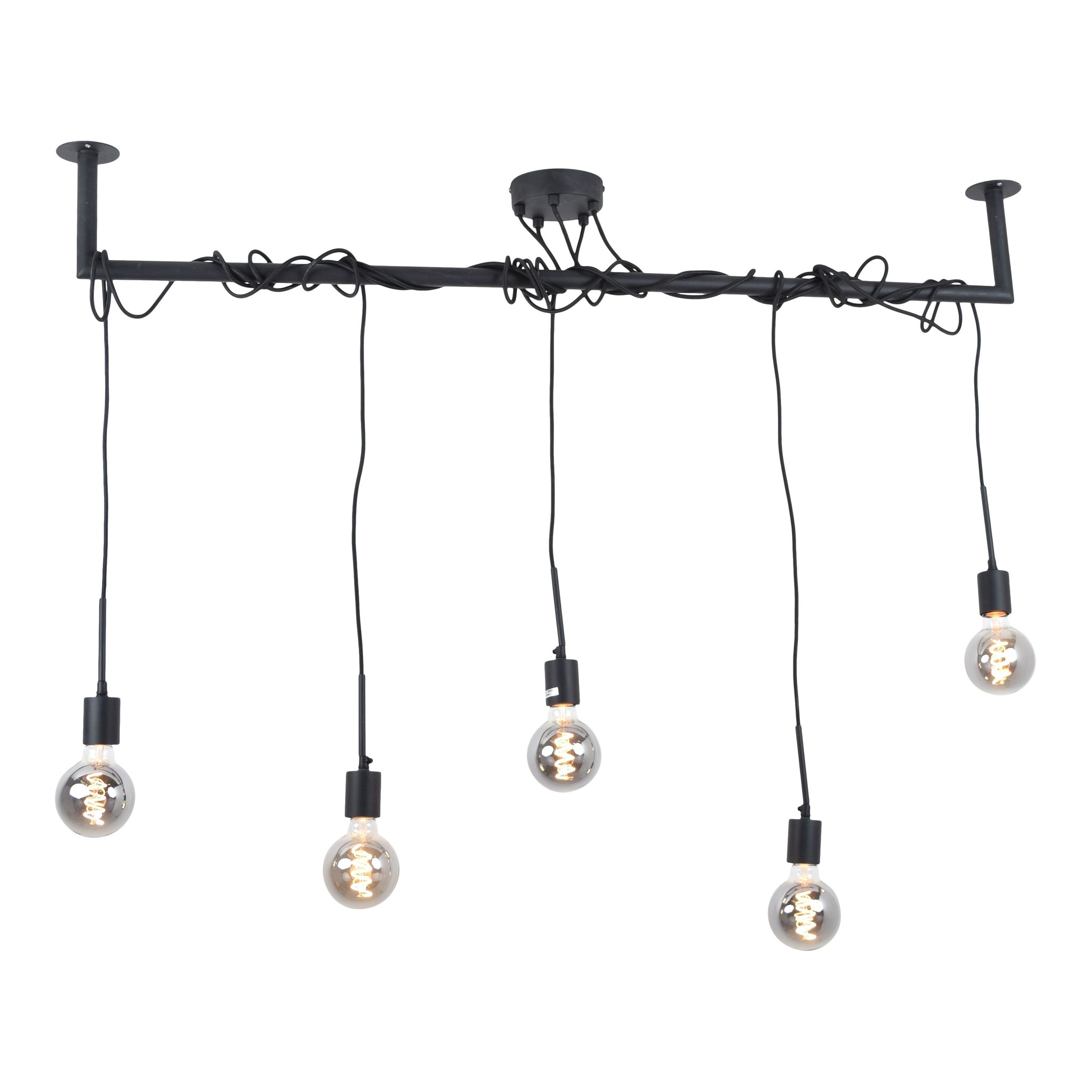 Urban Interiors Hanglamp Bar 5 lichts L 120 cm zwart