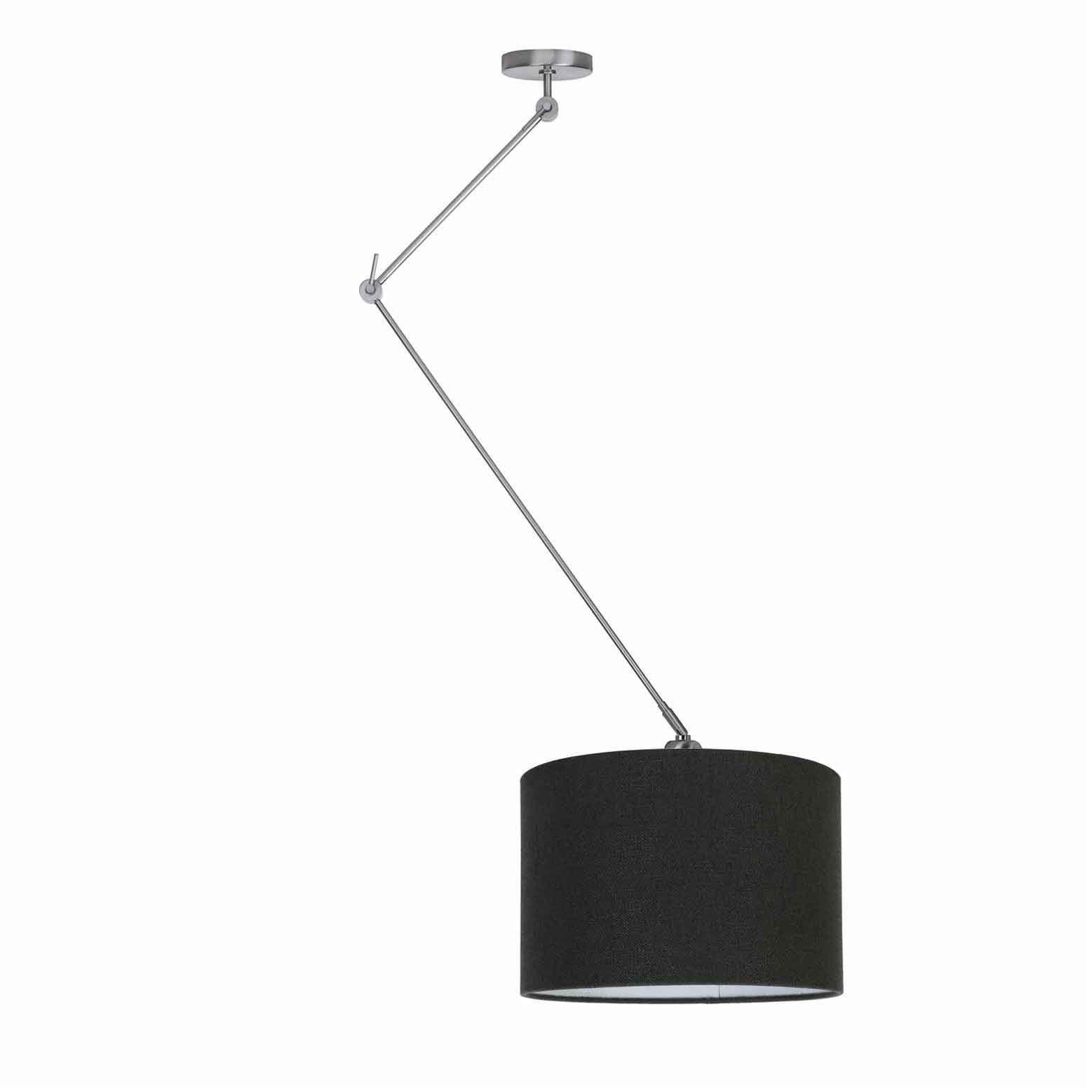 Ylumen Hanglamp Knik met zwarte kap Ø 40 cm mat-chroom